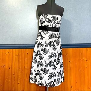 WHBM black and white strapless dress
